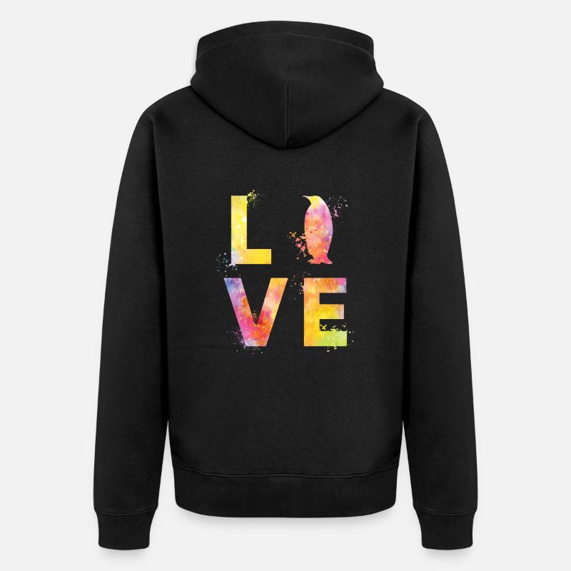 L’amour des pingouins - Veste à capuche bio Premium Unisexe - noir