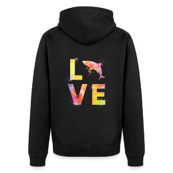 Shark love - Unisex Premium Organic Zip Hoodie - black - Back - Nico (187cm)