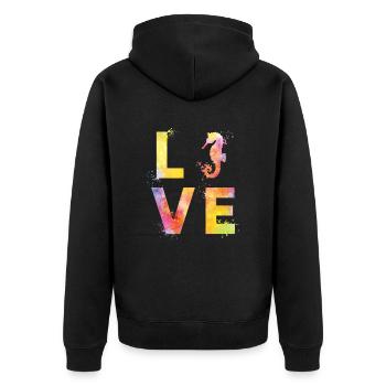 Seahorses love - Unisex Premium Organic Zip Hoodie - black - Back - Nico (187cm)