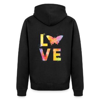 L’amour papillon - Veste à capuche bio Premium Unisexe - noir - Dos - Nico (187cm)