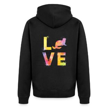 Seal Love - Unisex Premium Organic Zip Hoodie - black - Back - Nico (187cm)