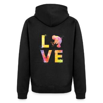 Seekuh liebe - Unisex Premium Bio Zip Hoodie - Schwarz - Hinten - Nico (187cm)