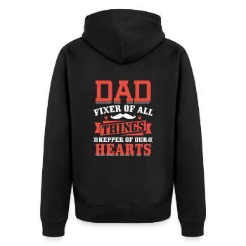 Dad fixer of all things, guardian of our hearts - Unisex Premium Organic Zip Hoodie - black - Back - Nico (187cm)
