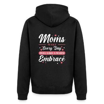Mama Umarmen Mutter Liebe Inspiration Geschenk - Unisex Premium Bio Zip Hoodie - Schwarz - Hinten - Nico (187cm)