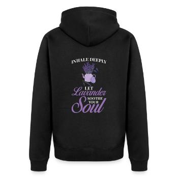 Lavande Fleur de Lavande Huile Essentielle Parfum de Lavande - Veste à capuche bio Premium Unisexe - noir - Dos - Nico (187cm)