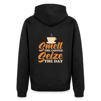 Coffee Caffeine Morning coffee scent - Unisex Premium Organic Zip Hoodie - black - Back - Nico (187cm)