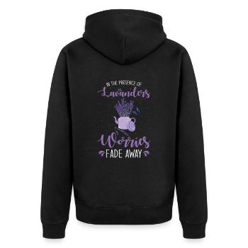 Lavande Fleur de Lavande Huile Essentielle Parfum de Lavande - Veste à capuche bio Premium Unisexe - noir - Dos - Nico (187cm)