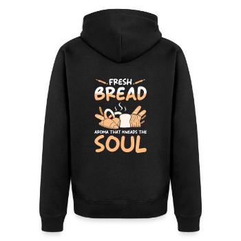 Brot Bäcker Backen - Unisex Premium Bio Zip Hoodie - Schwarz - Hinten - Nico (187cm)