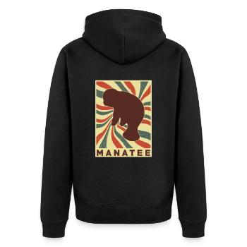 Seekuh Retro Vintage - Unisex Premium Bio Zip Hoodie - Schwarz - Hinten - Nico (187cm)