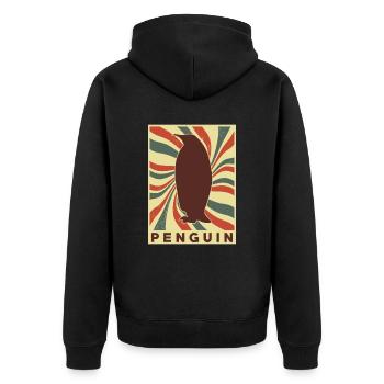 Pinguin Retro Vintage - Unisex Premium Bio Zip Hoodie - Schwarz - Hinten - Nico (187cm)