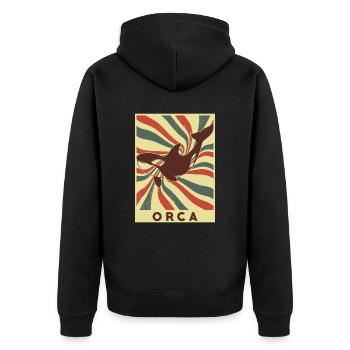 Orca Retro Vintage - Unisex Premium Organic Zip Hoodie - black - Back - Nico (187cm)