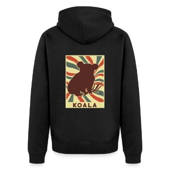 Koala Retro Vintage - Unisex Premium Bio Zip Hoodie - Schwarz - Hinten - Nico (187cm)