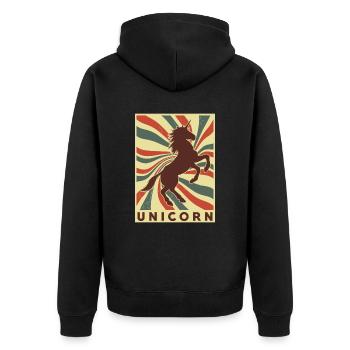 Licorne Rétro Vintage - Veste à capuche bio Premium Unisexe - noir - Dos - Nico (187cm)