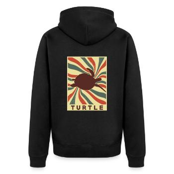 Sea Turtle Retro Vintage - Veste à capuche bio Premium Unisexe - noir - Dos - Nico (187cm)