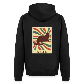 Siegel Retro Vintage - Unisex Premium Bio Zip Hoodie - Schwarz - Hinten - Nico (187cm)