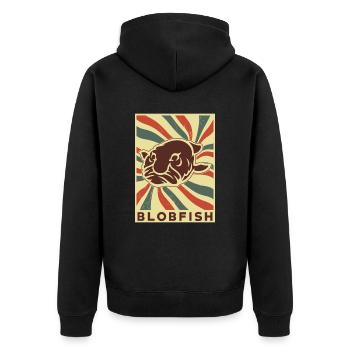 Blobfish Rétro Vintage - Veste à capuche bio Premium Unisexe - noir - Dos - Nico (187cm)