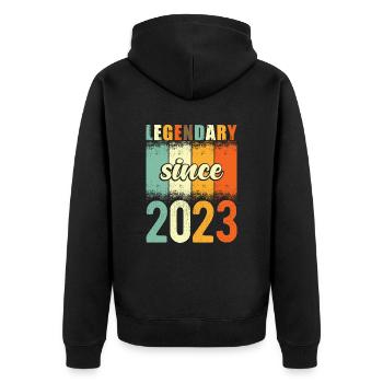 Legendär Seit 2023 Retro Vintage Geburtstag - Unisex Premium Bio Zip Hoodie - Schwarz - Hinten - Nico (187cm)