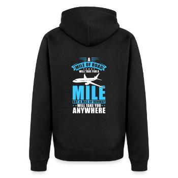 Pilot Flugzeug Geschenk - Unisex Premium Bio Zip Hoodie - Schwarz - Hinten - Nico (187cm)
