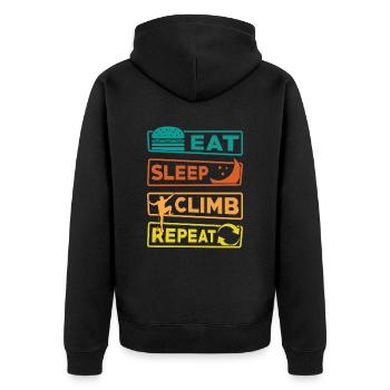 Eat Sleep Climb Repeat - Unisex Premium Bio Zip Hoodie - Schwarz - Hinten - Nico (187cm)