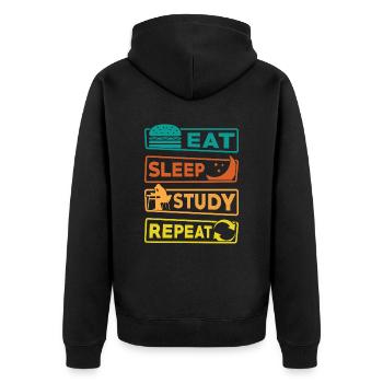 Student Studium Lernen Prüfung - Unisex Premium Bio Zip Hoodie - Schwarz - Hinten - Nico (187cm)