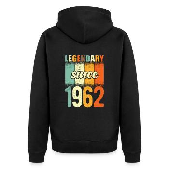 Legendary since 1962 Retro Vintage Birthday - Unisex Premium Organic Zip Hoodie - black - Back - Nico (187cm)