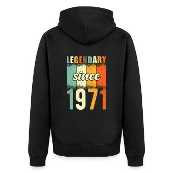 Légendaire depuis 1971 Retro Vintage Anniversaire - Veste à capuche bio Premium Unisexe - noir - Dos - Nico (187cm)