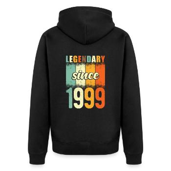 Legendary since 1999 Retro Vintage Birthday - Unisex Premium Organic Zip Hoodie - black - Back - Nico (187cm)