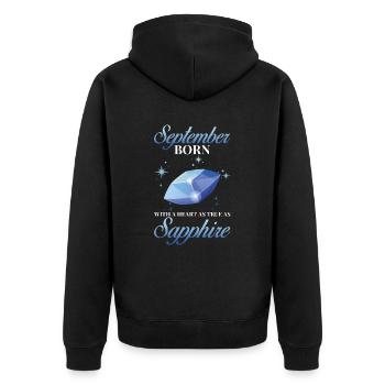 Birthstone September Sapphire - Unisex Premium Organic Zip Hoodie - black - Back - Nico (187cm)