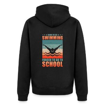 Schwimmer Geschenk Schwimmen Sport - Unisex Premium Bio Zip Hoodie - Schwarz - Hinten - Nico (187cm)