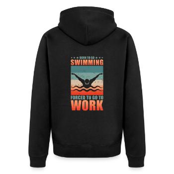 Schwimmer Geschenk Schwimmen Sport - Unisex Premium Bio Zip Hoodie - Schwarz - Hinten - Nico (187cm)