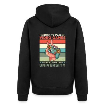 Gamers born to play video games - Unisex Premium Organic Zip Hoodie - black - Back - Nico (187cm)