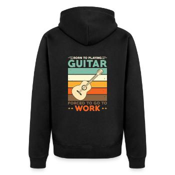 Geboren zum Wandern Gezwungen zur Arbeit zu gehen - Unisex Premium Bio Zip Hoodie - Schwarz - Hinten - Nico (187cm)
