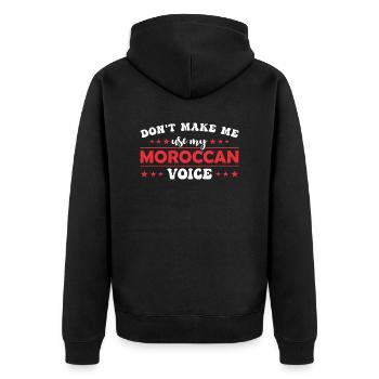 Don't let me have my Moroccan voice - Unisex Premium Organic Zip Hoodie - black - Back - Nico (187cm)