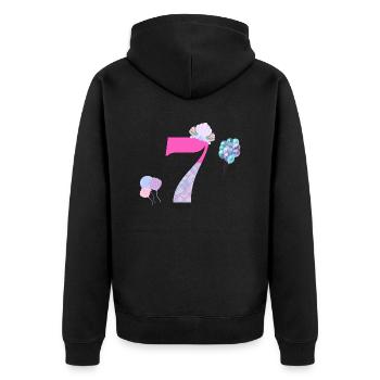 7th birthday mermaid - Unisex Premium Organic Zip Hoodie - black - Back - Nico (187cm)
