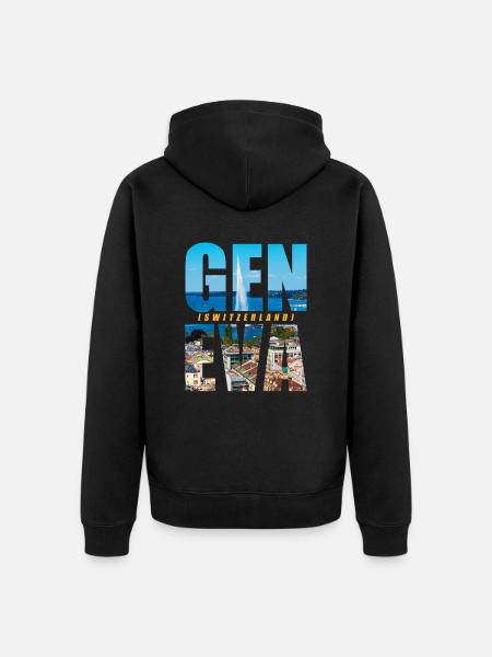 Geneva Switzerland Souvenir - Unisex Premium Organic Zip Hoodie - black