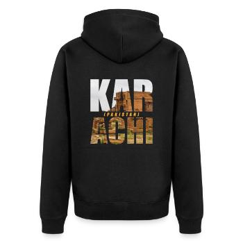 Karachi Pakistan Souvenir - Unisex Premium Bio Zip Hoodie - Schwarz - Hinten - Nico (187cm)