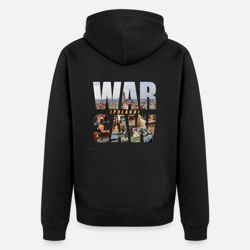 Varsovie Pologne Souvenir - Veste à capuche bio Premium Unisexe - noir