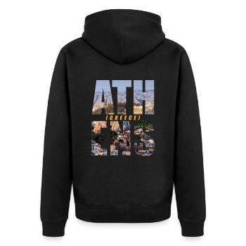 Athènes Grèce Souvenir - Veste à capuche bio Premium Unisexe - noir - Dos - Nico (187cm)