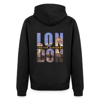 Londres Angleterre Souvenir - Veste à capuche bio Premium Unisexe - noir - Dos - Nico (187cm)