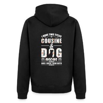 Cousine & Hunde Mama - Unisex Premium Bio Zip Hoodie - Schwarz - Hinten - Nico (187cm)