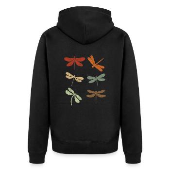Libelle Retro Vintage Libellen - Unisex Premium Bio Zip Hoodie - Schwarz - Hinten - Nico (187cm)
