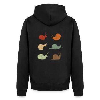Snail Retro Vintage Snails - Unisex Premium Organic Zip Hoodie - black - Back - Nico (187cm)