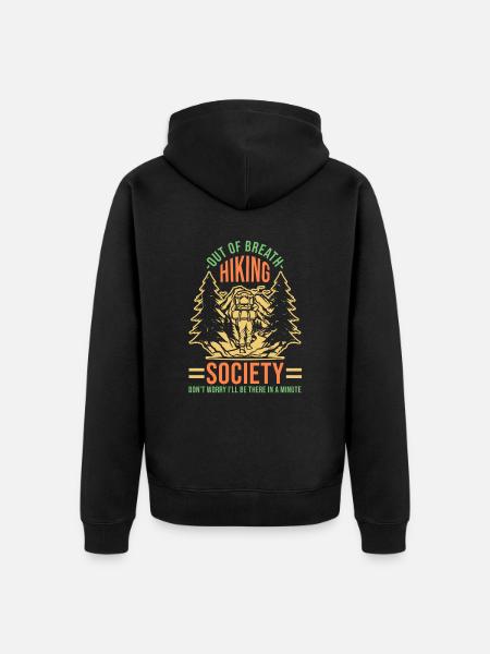 Wanderer Wandern Out Of Breath Hiking Society - Premium økologisk unisex-hættejakke - sort