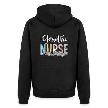 Idée cadeau pour les infirmières gériatriques - Veste à capuche bio Premium Unisexe - noir - Dos - Nico (187cm)
