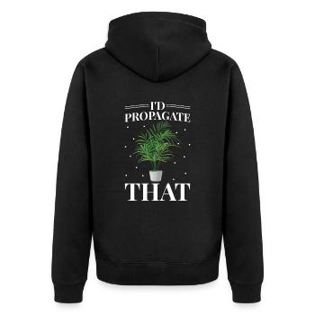 Kentia plant lovers I would propagate - Unisex Premium Organic Zip Hoodie - black - Back - Nico (187cm)