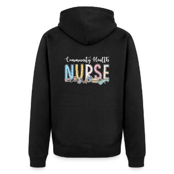 Geschenkidee Für Krankenschwestern In Der Gemeinde - Unisex Premium Bio Zip Hoodie - Schwarz - Hinten - Nico (187cm)