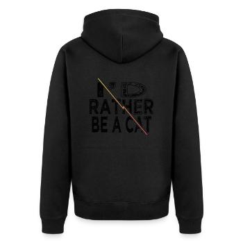 Pet Cat Cat Face Tshirts Big Cat Gift AW - Unisex Premium Organic Zip Hoodie - black - Back - Nico (187cm)