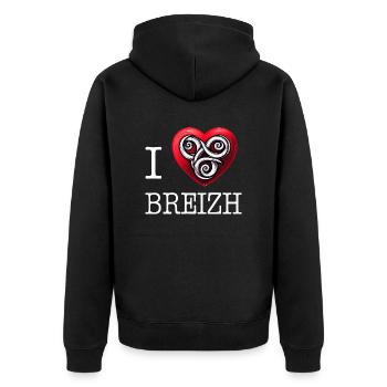 I love breizh triskel von i love bretagne - Unisex Premium Bio Zip Hoodie - Schwarz - Hinten - Nico (187cm)