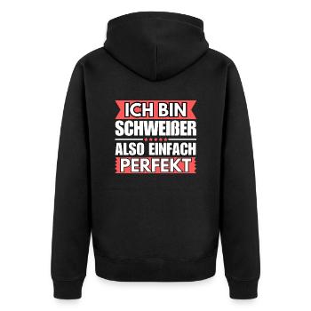 Einfach ein Perfekter Schweißer - Unisex Premium Bio Zip Hoodie - Schwarz - Hinten - Nico (187cm)