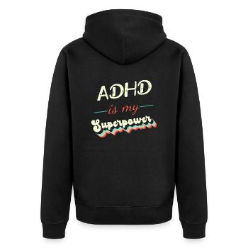 Le TDAH est mon superpouvoir - Veste à capuche bio Premium Unisexe - noir - Dos - Nico (187cm)